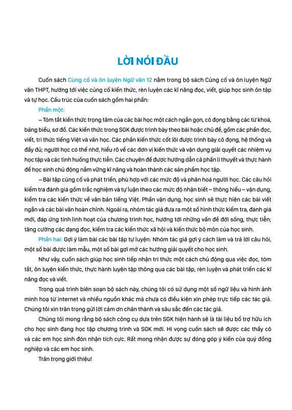 CỦNG CỐ VÀ ÔN LUYỆN NGỮ VĂN LỚP 12 (Dùng chung cho các bộ SGK hiện hành)